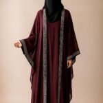 Maroon Elegance – Embellished Abaya with Niqab