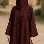 Paisley Grace – Maroon Printed Abaya Set