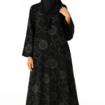 Ebony Chain – Patterned Black Abaya Set