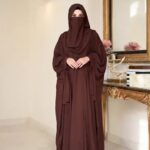 Elegant Nida Fabric Tie Kaftan Abaya with Matching Niqab Full sleeves for complete coverage